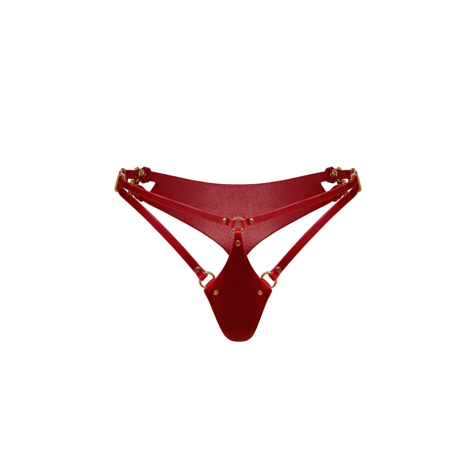 Red Leather lingerie set ASTREA, XL / Silver Red Leather lingerie set ASTREA, XL / Silver