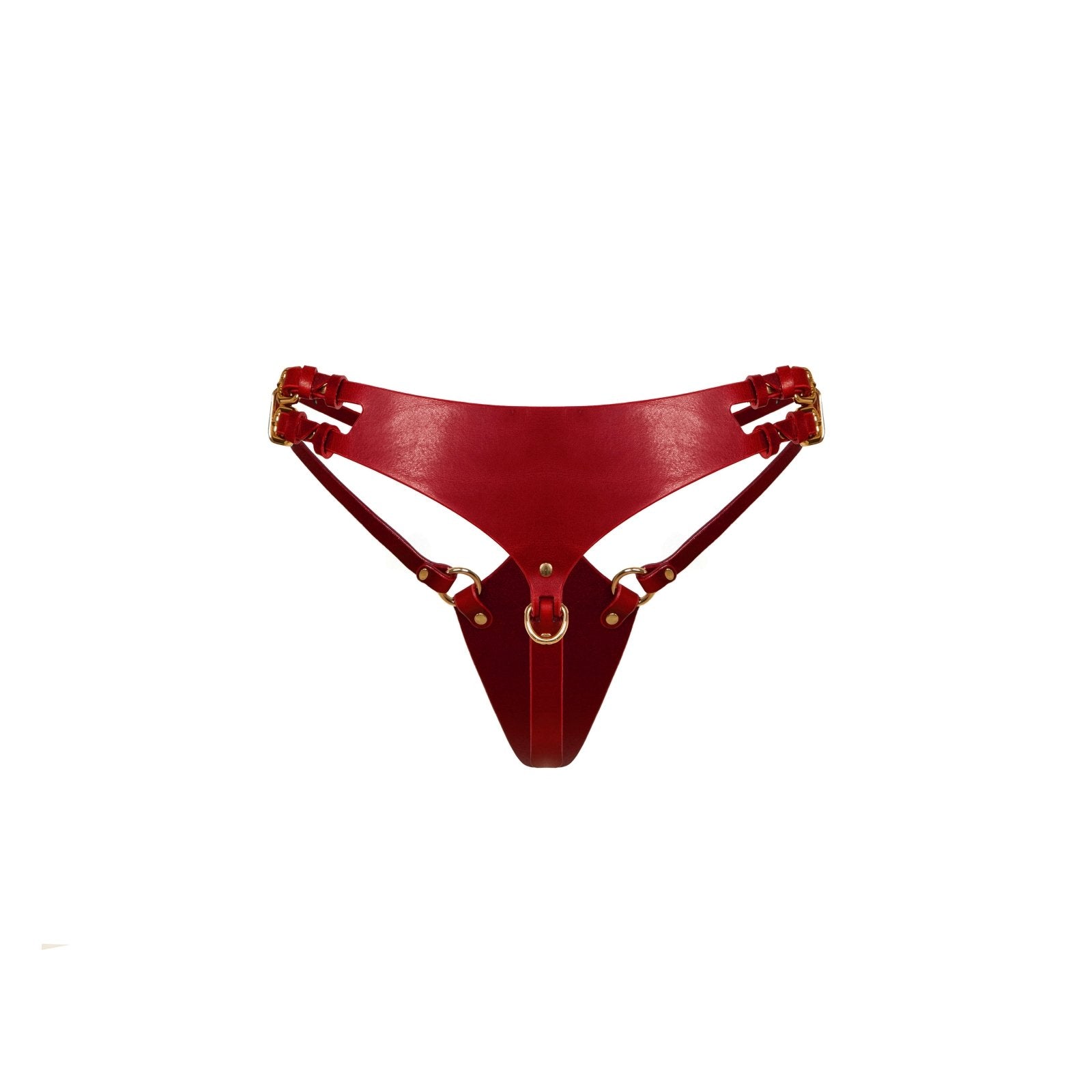 Red Leather lingerie set ASTREA, XL / Silver Red Leather lingerie set ASTREA, XL / Silver