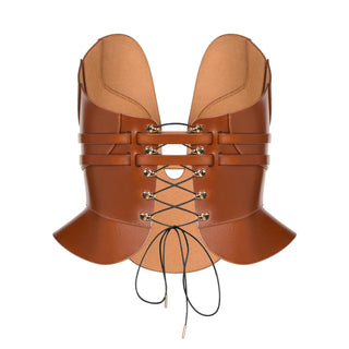 Brown leather corset DAELOS, inside view with lacing