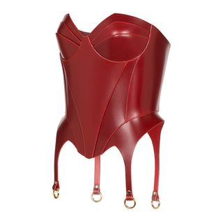 Red leather corset HELLA, side view